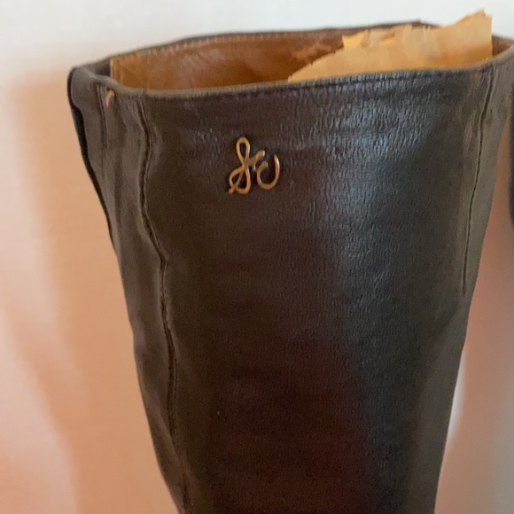 Sam Edelman black chunk heel leather boots Lucy 6 - Picture 5 of 16